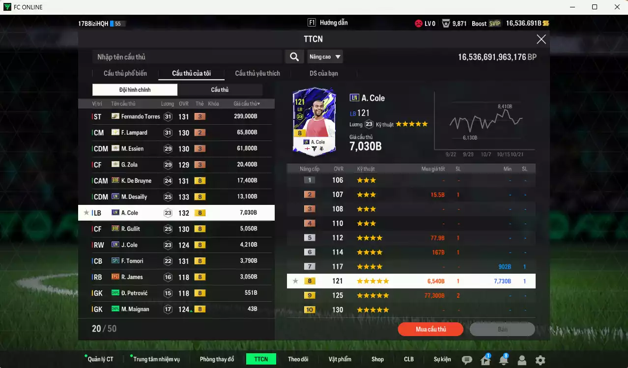 Ảnh [ACC Rẻ🔥] Chelsea 501.220b dư 16.000b có Torres ITM+3, Lampard ITM+3, Essien ITM+3, Zola ITM+3, De Bruyne BTB, Desailly LN, A. Cole LN...