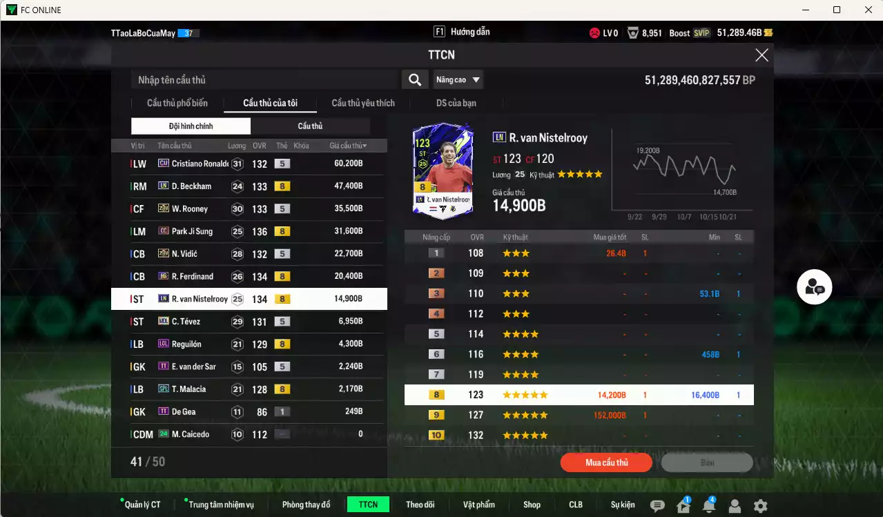 Ảnh [ACC Rẻ🔥] Man Utd. 248.600b dư 51.000b có CR7 CU, Beckham LN, Rooney 25IM, Park CC, Vidic 25IM, Ferdinand HG, Van Gol LN...