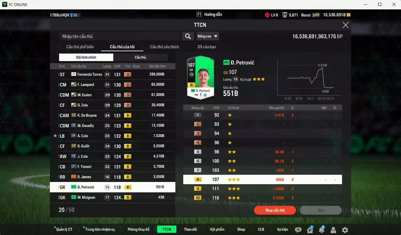 Ảnh [ACC Rẻ🔥] Chelsea 501.220b dư 16.000b có Torres ITM+3, Lampard ITM+3, Essien ITM+3, Zola ITM+3, De Bruyne BTB, Desailly LN, A. Cole LN...