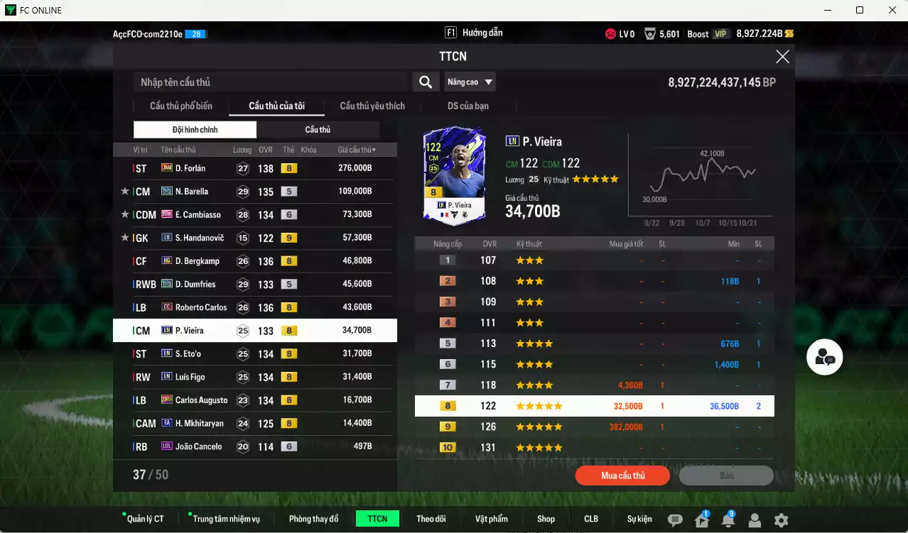 Ảnh [ACC Rẻ🔥] Inter Milan 781.110b có Forlán JNM, Barella 25TS, Cambiasso 25HR+6, Bergkamp HG, Dumfries 25TS, Carlos CC, Vieira LN, Eto LN, Figo LN, Augusto 23HW, Mkhitaryan FA...