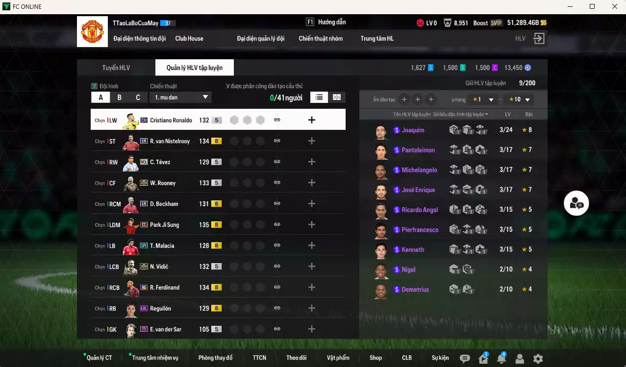 Ảnh [ACC Rẻ🔥] Man Utd. 248.600b dư 51.000b có CR7 CU, Beckham LN, Rooney 25IM, Park CC, Vidic 25IM, Ferdinand HG, Van Gol LN...