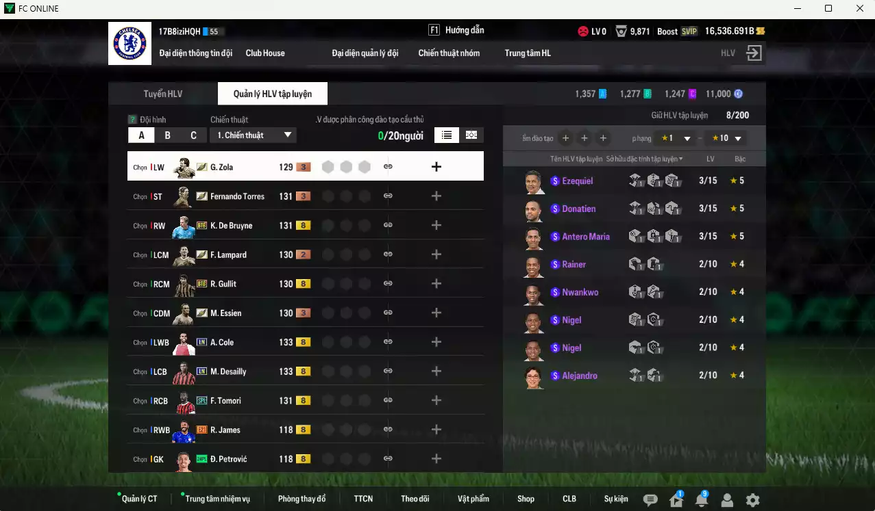 Ảnh [ACC Rẻ🔥] Chelsea 501.220b dư 16.000b có Torres ITM+3, Lampard ITM+3, Essien ITM+3, Zola ITM+3, De Bruyne BTB, Desailly LN, A. Cole LN...