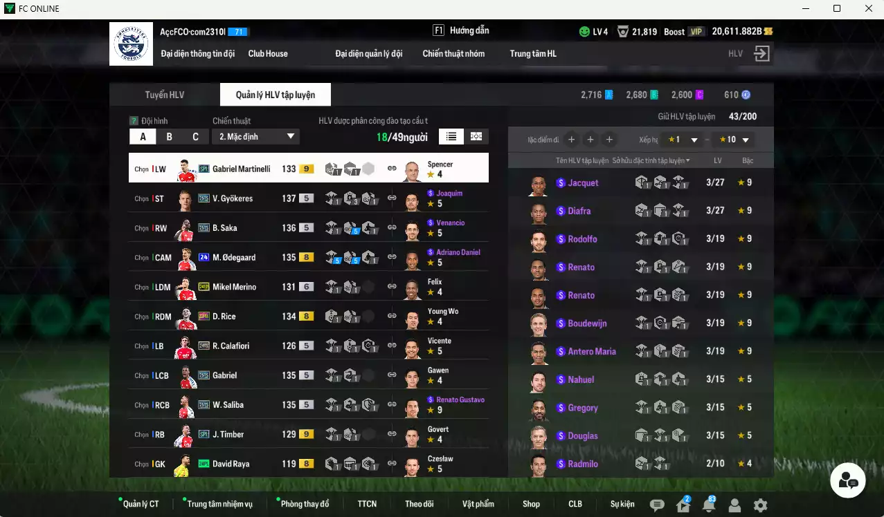 Ảnh [ACC Rẻ🔥] Arsenal 1.067.560b dư 20.000b có Gyokeres 25TS, Odegaard 24UCL(bù), Jesus MDL, Saka 25TS, Gabriel 25TS, Saliba 25TS, Eze 23HW, Xhaka 23HW, Merino 24EP+6, Rice 23HW, Martinelli SPL+9, Timber SPL+9...