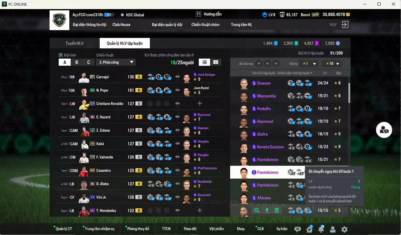 Ảnh [ACC Rẻ🔥] Real Madrid 1.209.550b dư 30.000b có Kroos HG(fix BP), Vini WS, Ronaldo WB, Cannavaro CC, Rudiger SPL, Figo CC, Beckham HG, Carlos DC, Carvajal DC, CR7 CU, Valverde 24TS, Hazard HG, Bellingham WB, Casemiro BTB, Kaká 25IM... Gần full đào tạo, HLV Xịn