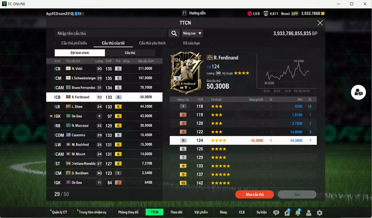 Ảnh [ACC Rẻ🔥] Xuân Son PRM mix Man Utd. 712.940b có Xuân Son PRM+5, Vidic ITM+5, Schweinsteiger ITM+5, Bruno 25TS, Ferdinand 23IM, Shaw 23HW, Casemiro CH(fix BP), Mazraoui SPL, Mount HGM, Rashford HG, CR7 RTN... Còn rất nhiều CP GIẢM THUẾ