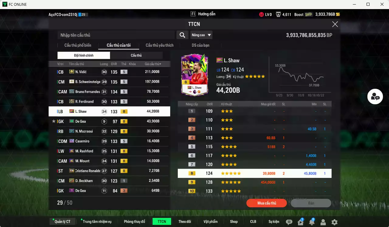 Ảnh [ACC Rẻ🔥] Xuân Son PRM mix Man Utd. 712.940b có Xuân Son PRM+5, Vidic ITM+5, Schweinsteiger ITM+5, Bruno 25TS, Ferdinand 23IM, Shaw 23HW, Casemiro CH(fix BP), Mazraoui SPL, Mount HGM, Rashford HG, CR7 RTN... Còn rất nhiều CP GIẢM THUẾ