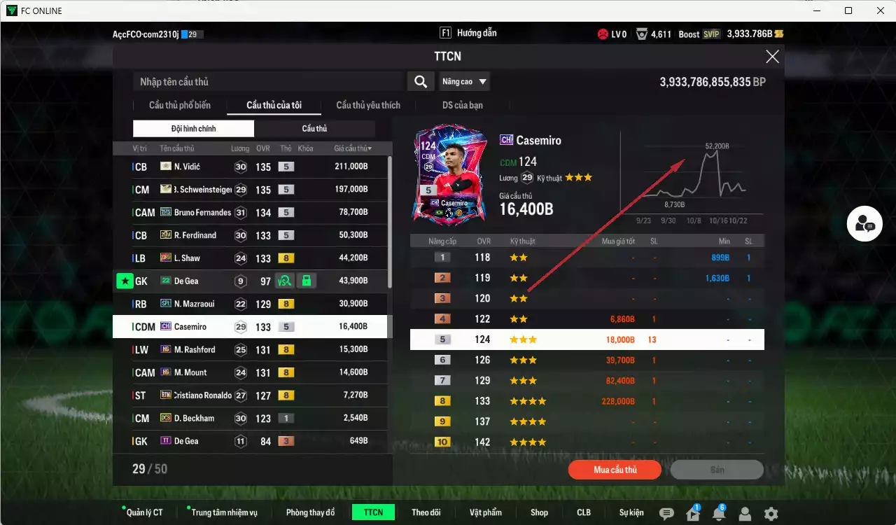 Ảnh [ACC Rẻ🔥] Xuân Son PRM mix Man Utd. 712.940b có Xuân Son PRM+5, Vidic ITM+5, Schweinsteiger ITM+5, Bruno 25TS, Ferdinand 23IM, Shaw 23HW, Casemiro CH(fix BP), Mazraoui SPL, Mount HGM, Rashford HG, CR7 RTN... Còn rất nhiều CP GIẢM THUẾ