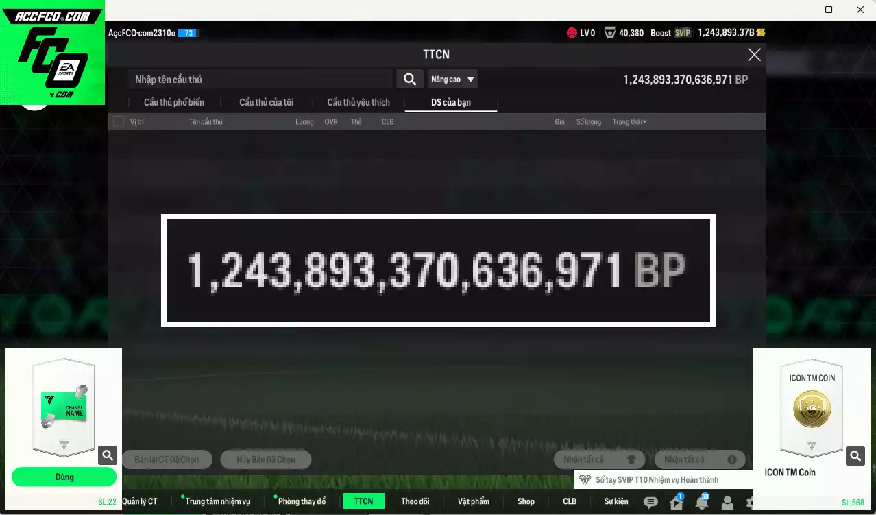 [ACC Rẻ🔥] ACC 1243893b trắng, có thẻ đổi tên, còn CP GIẢM THUẾ. HLV Xịn