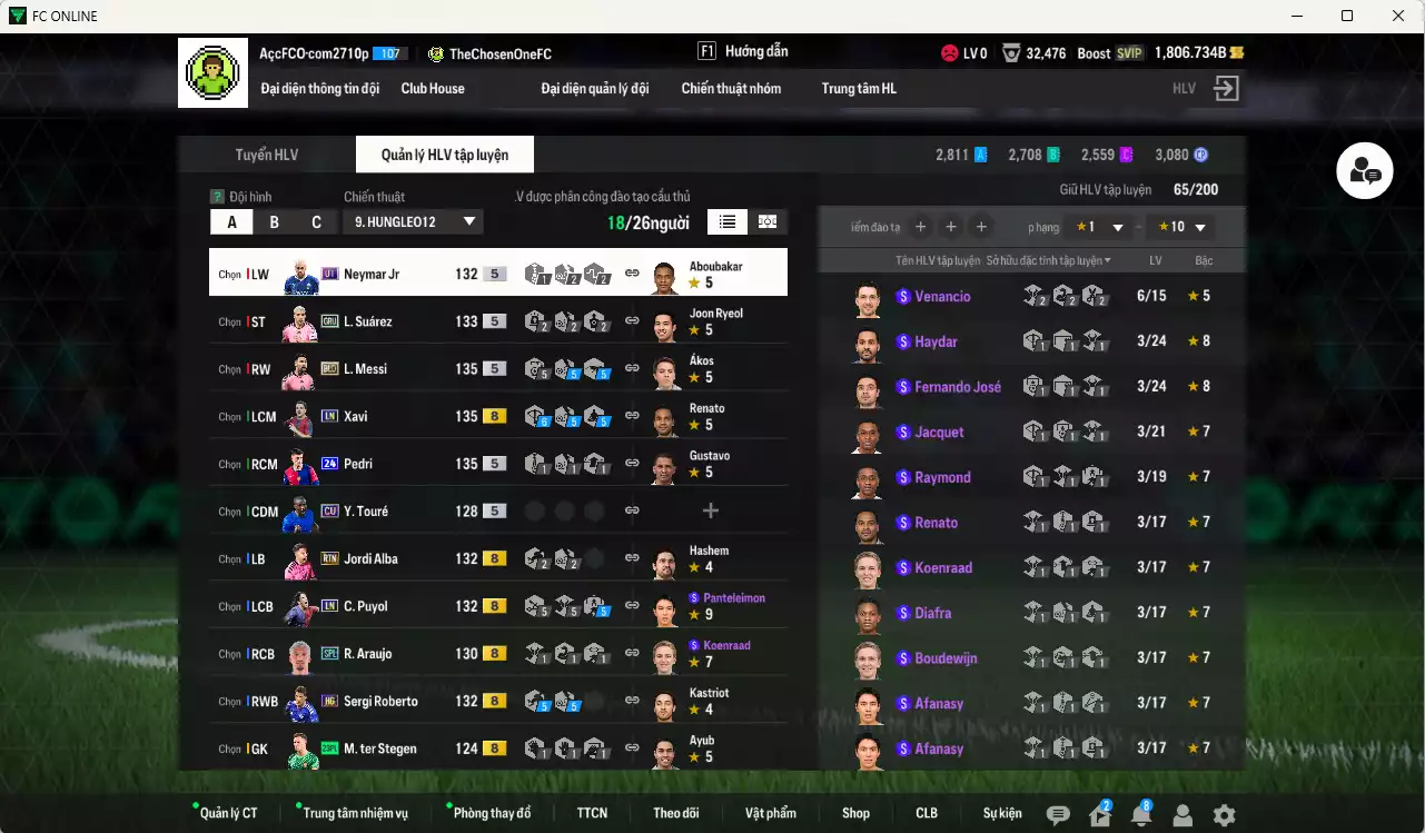 Ảnh [ACC Rẻ🔥] Barcelona 265.850b có Messi BLD, Pedri 24UCL, Pau Cubarsí 25TS, Suárez GRU, Neymar UT, Xavi LN, Koeman LN... Dư 79.000TC