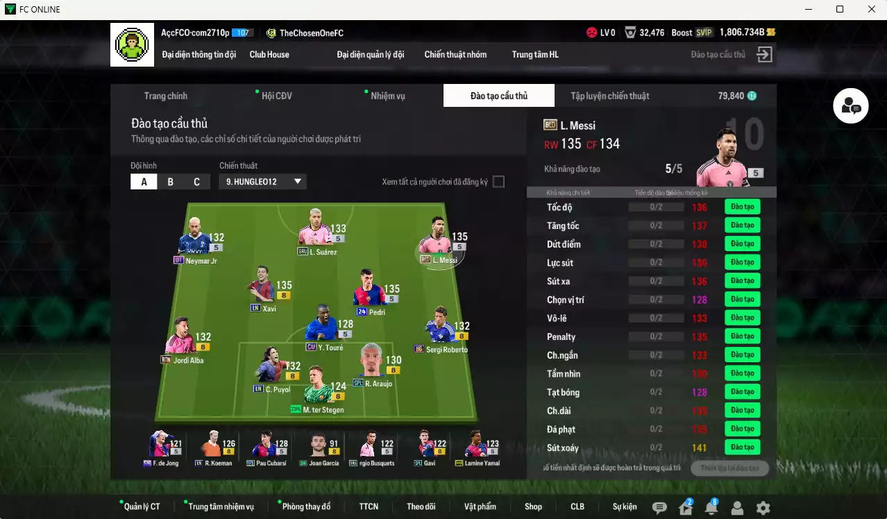 Ảnh [ACC Rẻ🔥] Barcelona 265.850b có Messi BLD, Pedri 24UCL, Pau Cubarsí 25TS, Suárez GRU, Neymar UT, Xavi LN, Koeman LN... Dư 79.000TC