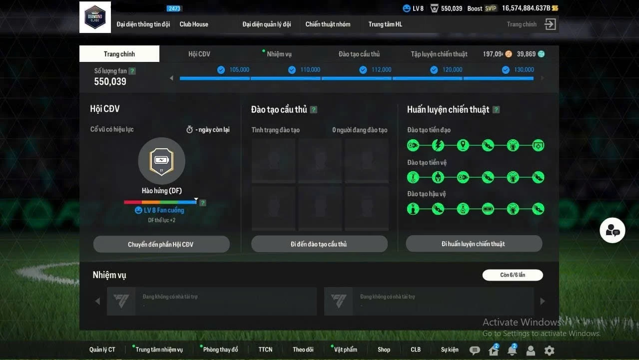 Ảnh ACC 16.574.884b trắng, có thẻ đổi tên. Đã full bảng đào tạo chiến thuật, Dư 39.000TC, HLV Xịn