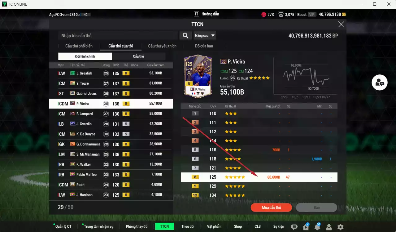 Ảnh [ACC Rẻ🔥] Man City 524.280b dư 39.000b có Grealish FC, Touré JNM, Jesus MDL, Vieira CC, Lampard CC, Gvardiol 25TY, De Bruyne DCB, McManaman DC, Walker BTB, Rodri RTN...