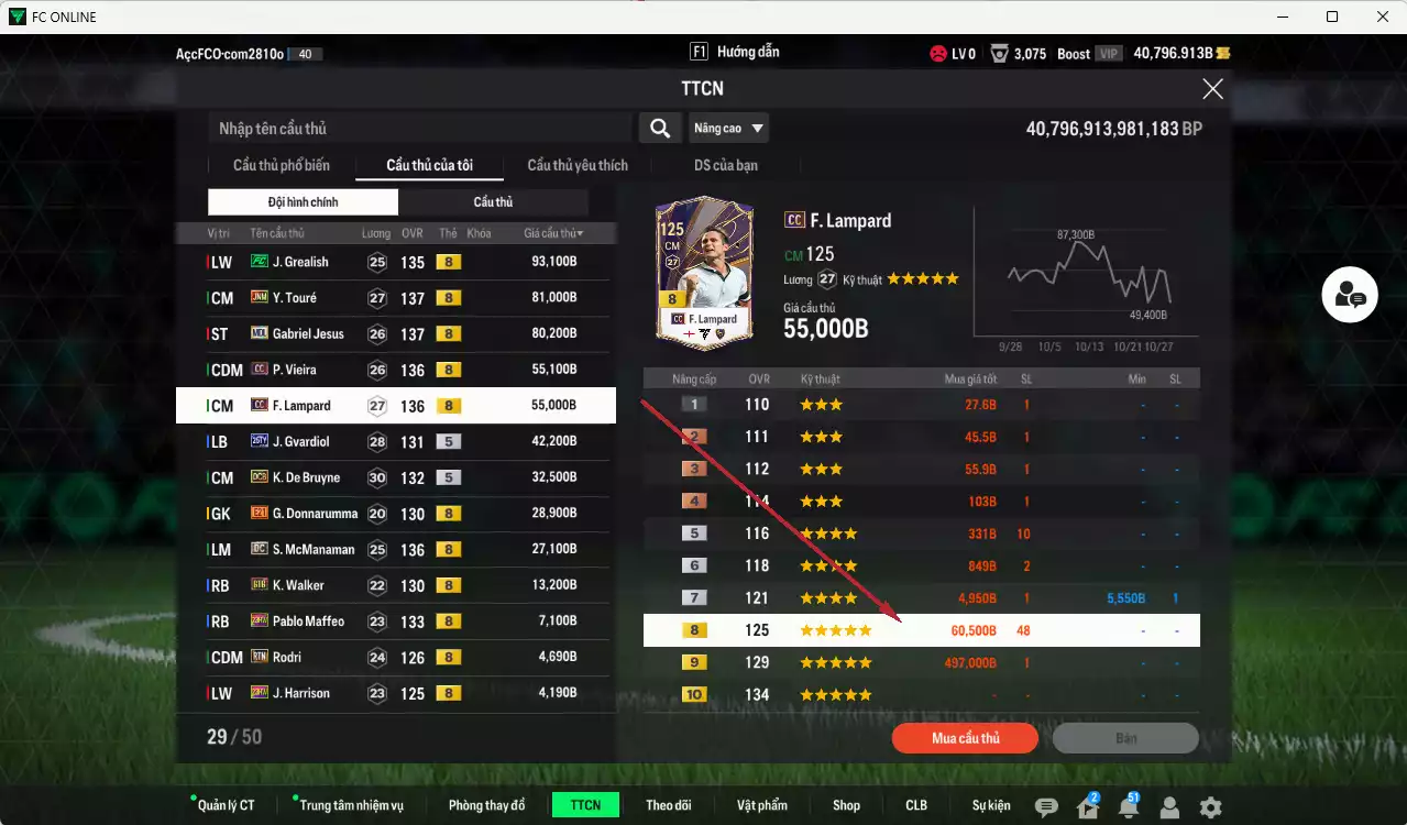 Ảnh [ACC Rẻ🔥] Man City 524.280b dư 39.000b có Grealish FC, Touré JNM, Jesus MDL, Vieira CC, Lampard CC, Gvardiol 25TY, De Bruyne DCB, McManaman DC, Walker BTB, Rodri RTN...