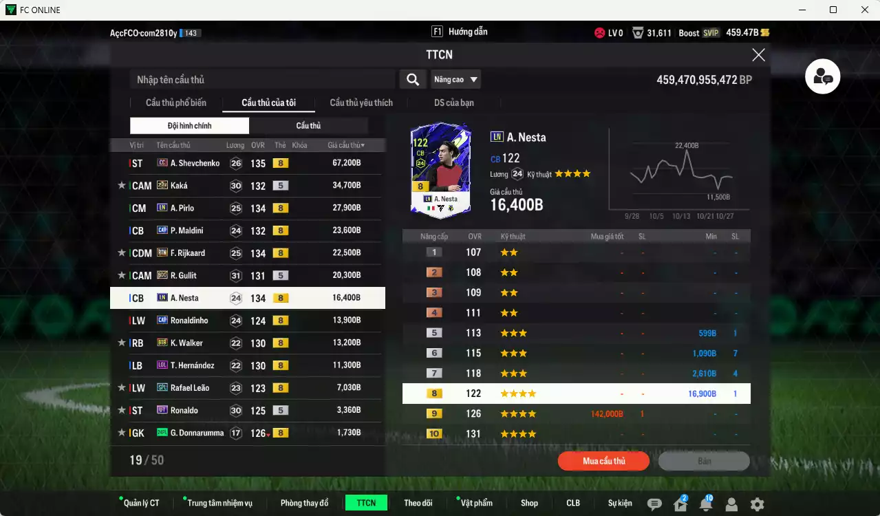 Ảnh [ACC Rẻ🔥] Real Madrid 570.410b dư 133.000b có Mbappé 25TS, Essien JNM, Puskás RMA, Rudiger 25TS, Kaká RMA, Carvalho JNM, Alaba HG, Areola SPL+9, Nacho DC, Courtois RMA... Gần full bảng đào tạo chiến thuật, dư 28.000TC, HLV Xịn