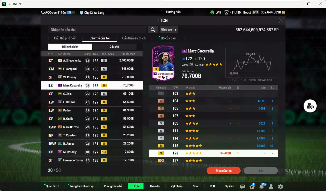 Ảnh [Tặng hàng bù, ACC Rẻ🔥] Chelsea 3.467.340b dư 352kb có Sheva ITM+5, Lampard ITM+5, Rooney DC, Zola ITM+5, Cucurella LOL+9, De Bruyne E21+9, Pedro BTB+9, Gullit BTB+9, Hazard HG, Courtois CC, James SPL... Còn nhiều CP GIẢM THUẾ, đã full đào tạo chiến thuật, HLV Xịn