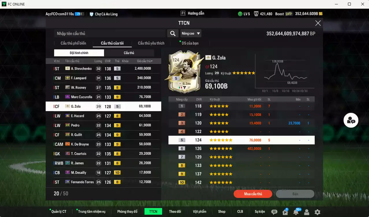 Ảnh [Tặng hàng bù, ACC Rẻ🔥] Chelsea 3.467.340b dư 352kb có Sheva ITM+5, Lampard ITM+5, Rooney DC, Zola ITM+5, Cucurella LOL+9, De Bruyne E21+9, Pedro BTB+9, Gullit BTB+9, Hazard HG, Courtois CC, James SPL... Còn nhiều CP GIẢM THUẾ, đã full đào tạo chiến thuật, HLV Xịn