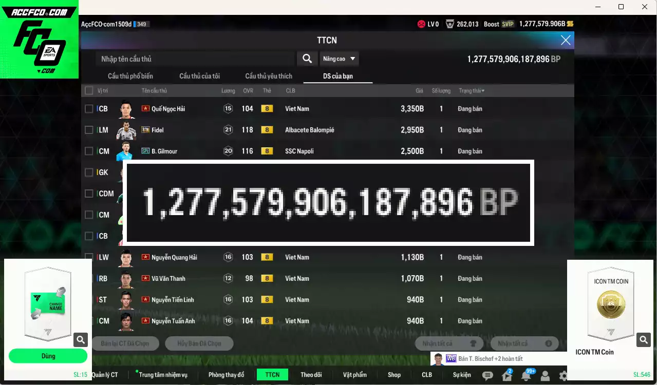 [ACC Rẻ🔥] ACC 1277579b trắng, có thẻ đổi tên