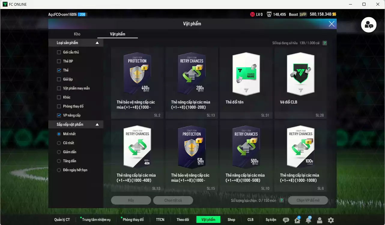 Ảnh ACC 580158b trắng vs Công Phượng PRM+5, có thẻ đổi tên. Dư 59.000TC