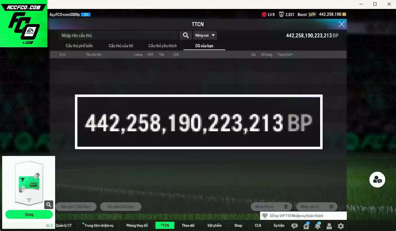 [ACC Rẻ🔥] ACC 442258b trắng, có thẻ đổi tên