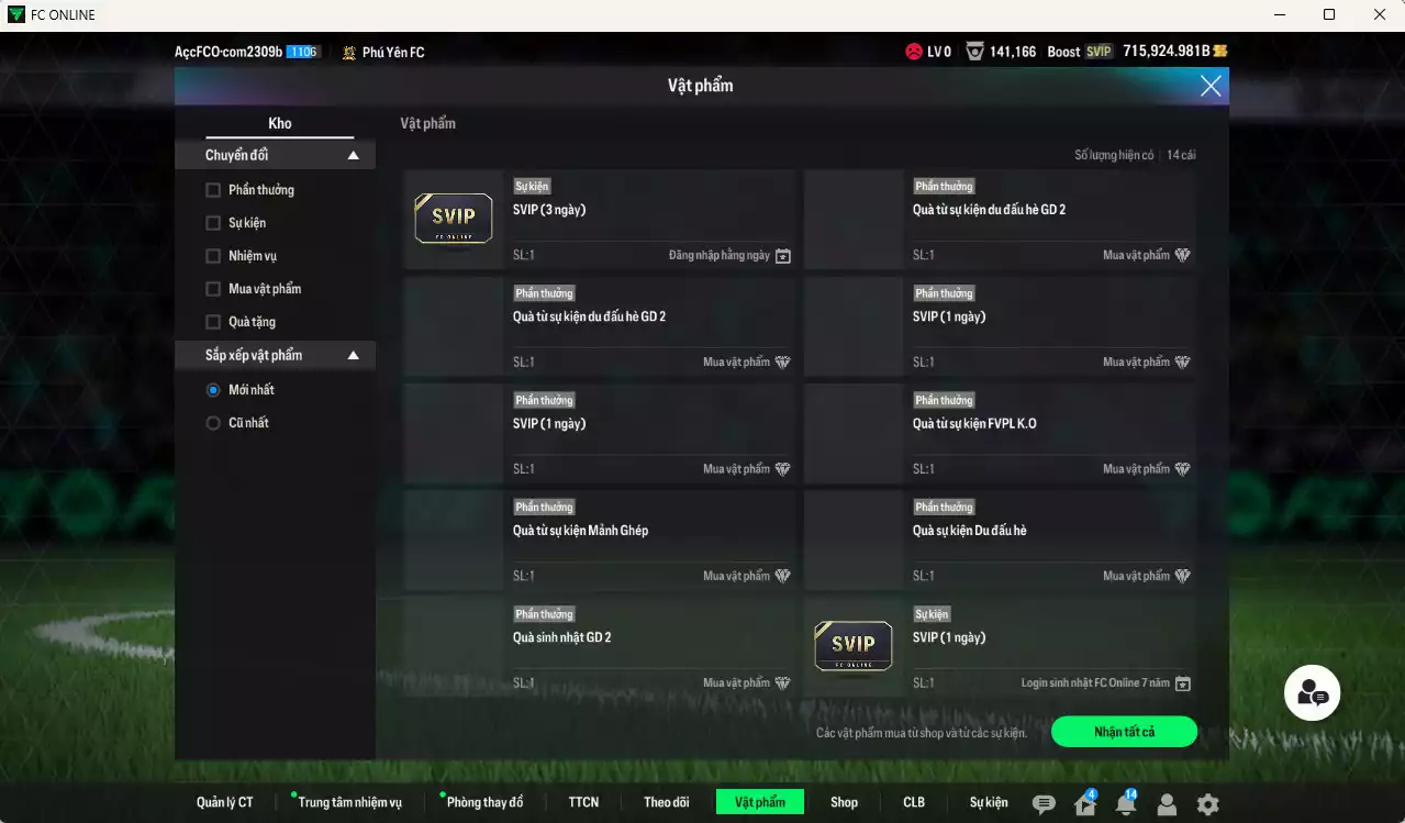 Ảnh [ACC Rẻ🔥] ACC 715924b trắng vs Xuân Son PRM+5 có thẻ đổi tên, còn CP GIẢM THUẾ. Dư 80.000TC, HLV Xịn
