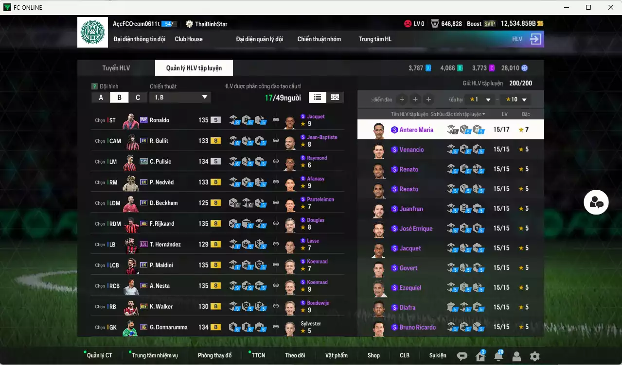 Ảnh AC Milan 550.990b có Ronaldo WB, Nedved LN, Maldini LN, Rijkaard HG, Pulisic 25TS, Gullit LN, Beckham LN, Nesta HG... HLV Xịn, đã đào tạo chỉ số nhiều cầu thủ