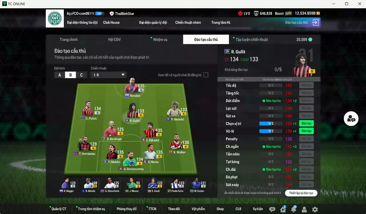 Ảnh AC Milan 550.990b có Ronaldo WB, Nedved LN, Maldini LN, Rijkaard HG, Pulisic 25TS, Gullit LN, Beckham LN, Nesta HG... HLV Xịn, đã đào tạo chỉ số nhiều cầu thủ