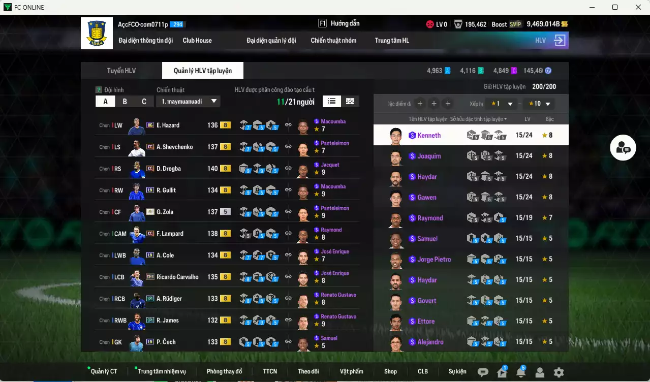 Ảnh Chelsea 489.480b có Zola ITM+5, Rudiger SPL, Drogba CC, Sheva CC, Gullit LN, Lampard CC, Hazard HG, James SPL, Carvajho 23HR... HLV Xịn