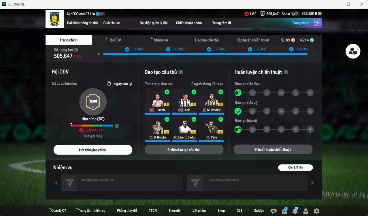 Ảnh Full mùa CC+8 982.290b có Eto, Lúcio, Modric, Figo, Desailly, Drogba, Hagi, Lampard, Cafu, Carlos, Rakitic, Courtois, Touré, H. Son... CC+8. HLV Xịn, đã đào tạo chỉ số nhiều cầu thủ