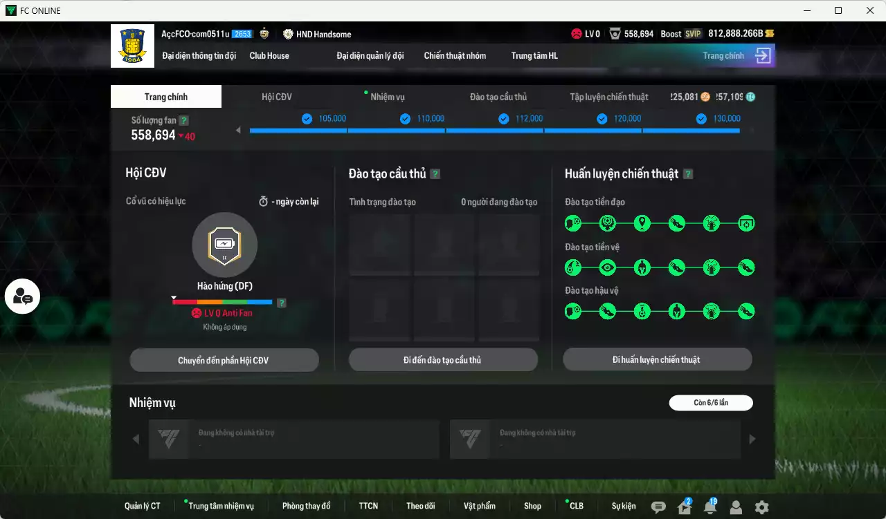 Ảnh [Siêu hiếm🔥] ACC 812888b trắng vs Xuân Son PRM+5  có thẻ đổi tên, còn nhiều CP GIẢM THUẾ, SVIP. HLV Xịn, Đã full bảng đào tạo chiến thuật, dư 257.000TC