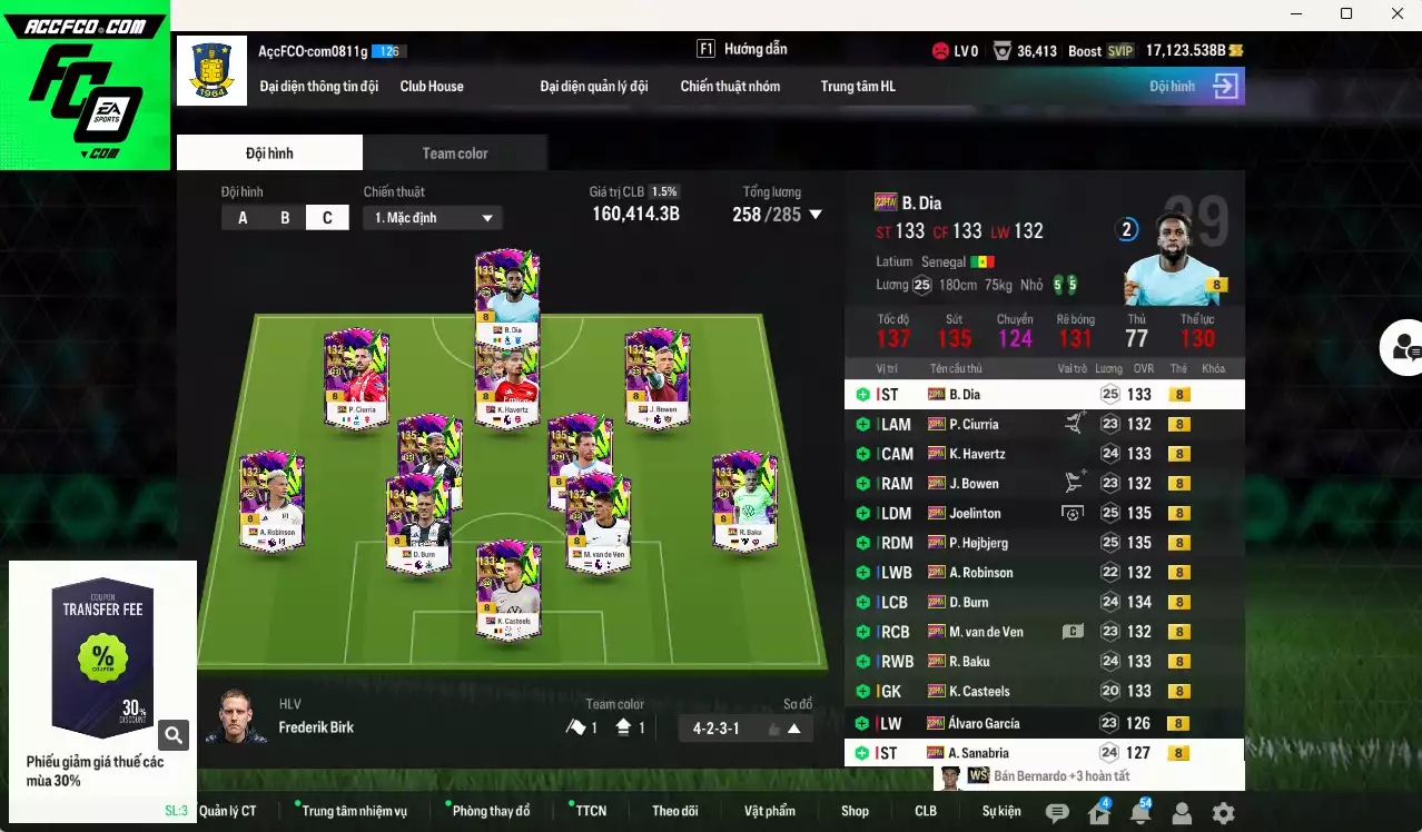 Full mùa 23HW+8 dư 17kb có B.Dia, Hojbjerg, Joelinton, Burn, Sanabria, Bowen, Havertz... HLV Xịn, dư 42.000TC