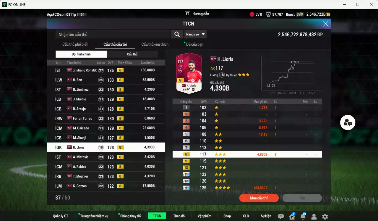 Ảnh [Độc lạ] Full mùa WC22+8 409.570b có CR7, H. Son, Tielemans+10, Jiménez, Maele, Araujo, Ferran Torres, Caicedo, Akanji, Lloris, Mitrovic, Rabiot, Meunier, Coman... Còn nhiều CP GIẢM THUẾ