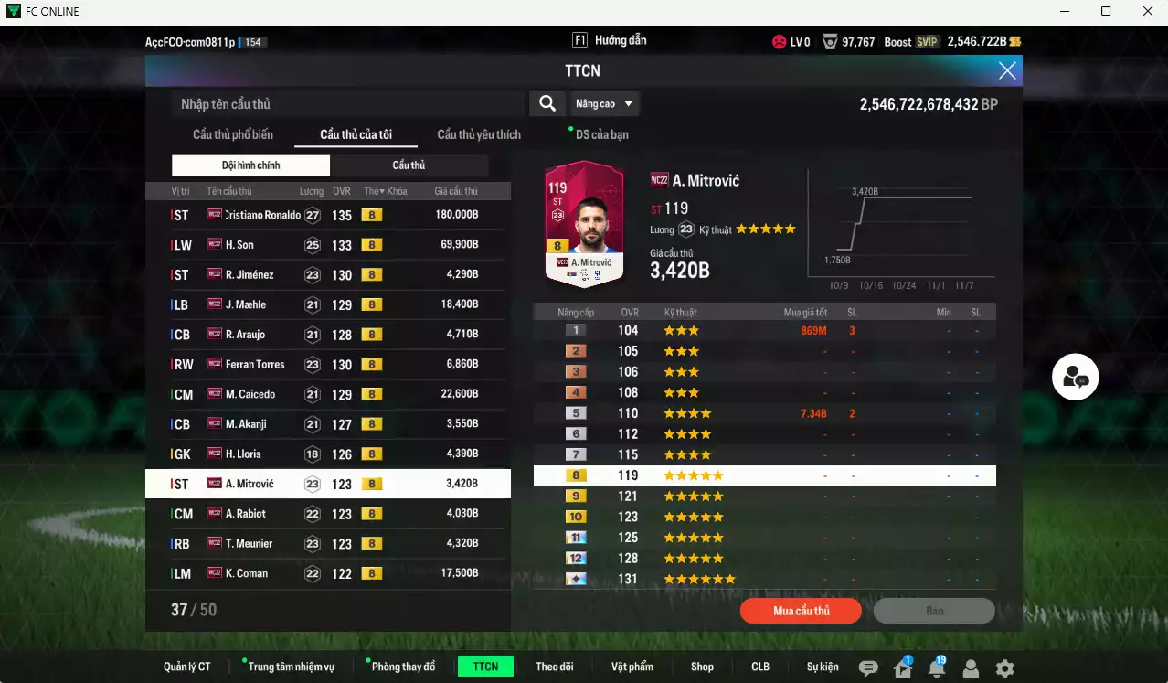 Ảnh [Độc lạ] Full mùa WC22+8 409.570b có CR7, H. Son, Tielemans+10, Jiménez, Maele, Araujo, Ferran Torres, Caicedo, Akanji, Lloris, Mitrovic, Rabiot, Meunier, Coman... Còn nhiều CP GIẢM THUẾ