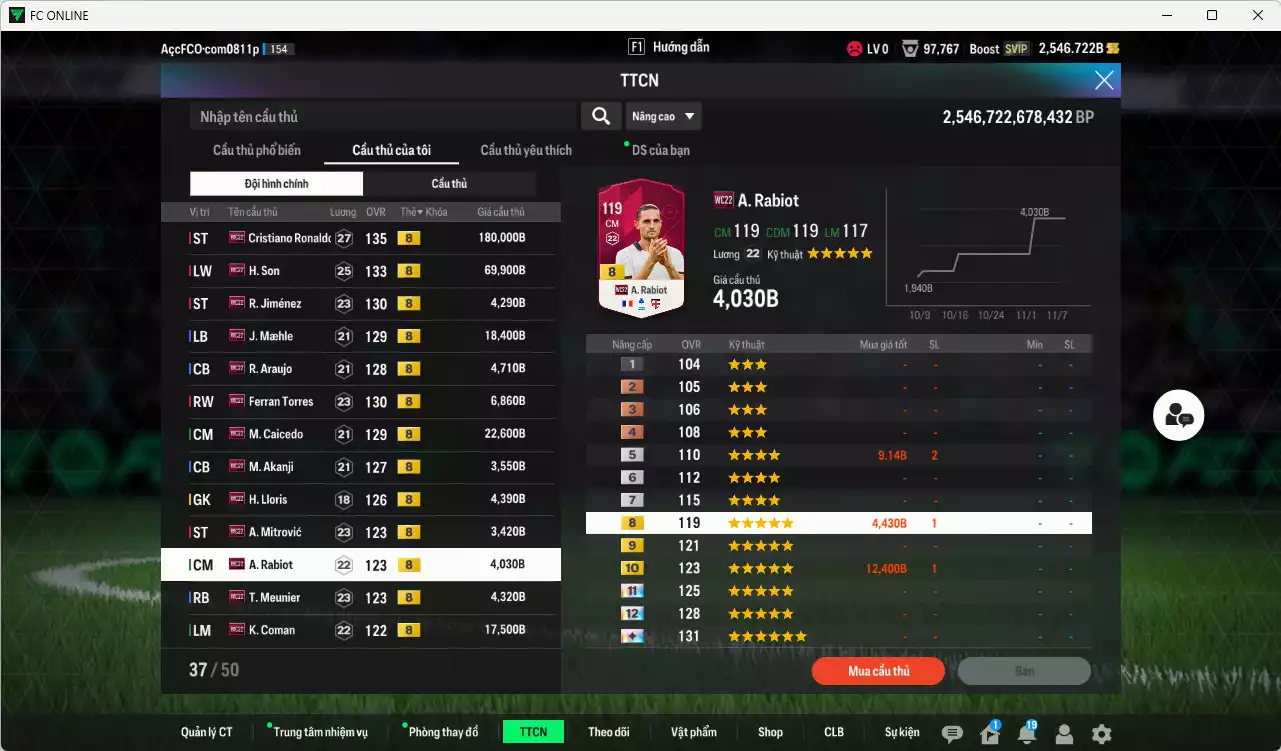 Ảnh [Độc lạ] Full mùa WC22+8 409.570b có CR7, H. Son, Tielemans+10, Jiménez, Maele, Araujo, Ferran Torres, Caicedo, Akanji, Lloris, Mitrovic, Rabiot, Meunier, Coman... Còn nhiều CP GIẢM THUẾ