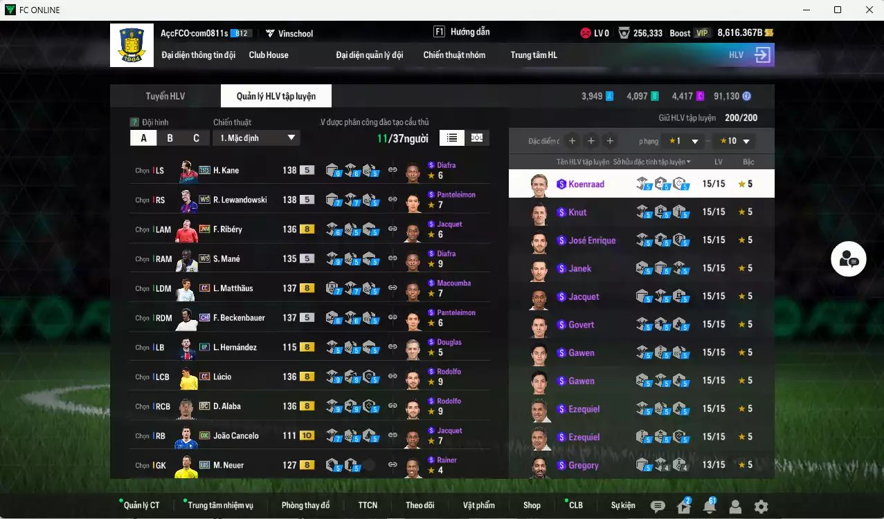 Ảnh Bayern Munich 1.832.210b có Matthaus CC, Lewandowski WS, Kane 25TS, Mané WS, Beckenbauer CH, Lúcio CC, Ribéry JNM, Alaba DC, Kim Min Jae 25TS... HLV Xịn, dư 60.000TC