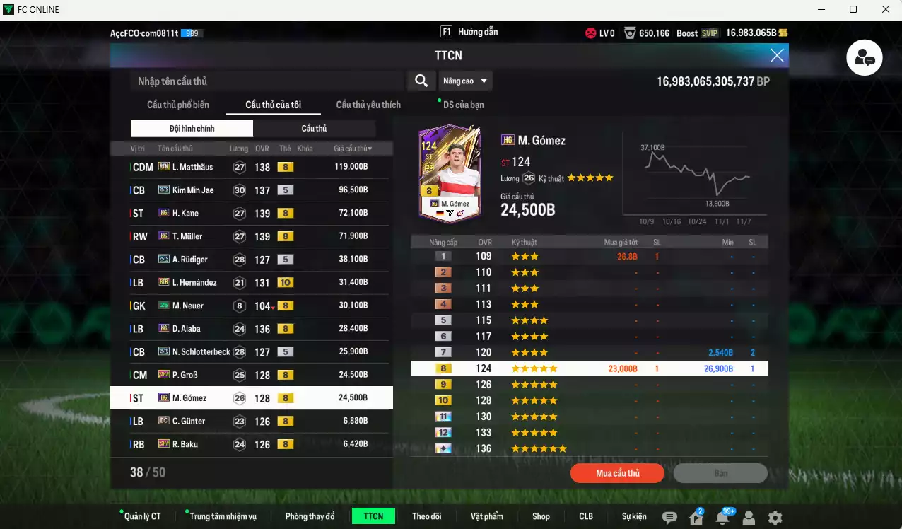 Ảnh Bayern Munich 1.136.680b có Lewandowski 25TS, Beckenbauer CH, Ribéry JNM, Lúcio CC, Matthaus RTN, Kim Min Jae 25TS, Kane HG, Muller HG, Rudiger 25TS, Alaba HG... Còn nhiều CP GIẢM THUẾ, gần full đào tạo chiến thuật, đào tạo full chỉ số nhiều CT, HLV Xịn