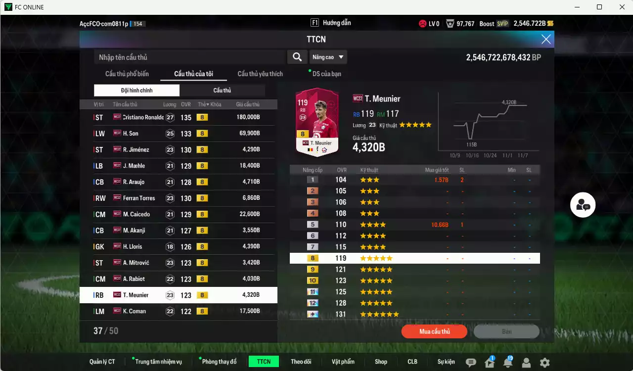 Ảnh [Độc lạ] Full mùa WC22+8 409.570b có CR7, H. Son, Tielemans+10, Jiménez, Maele, Araujo, Ferran Torres, Caicedo, Akanji, Lloris, Mitrovic, Rabiot, Meunier, Coman... Còn nhiều CP GIẢM THUẾ