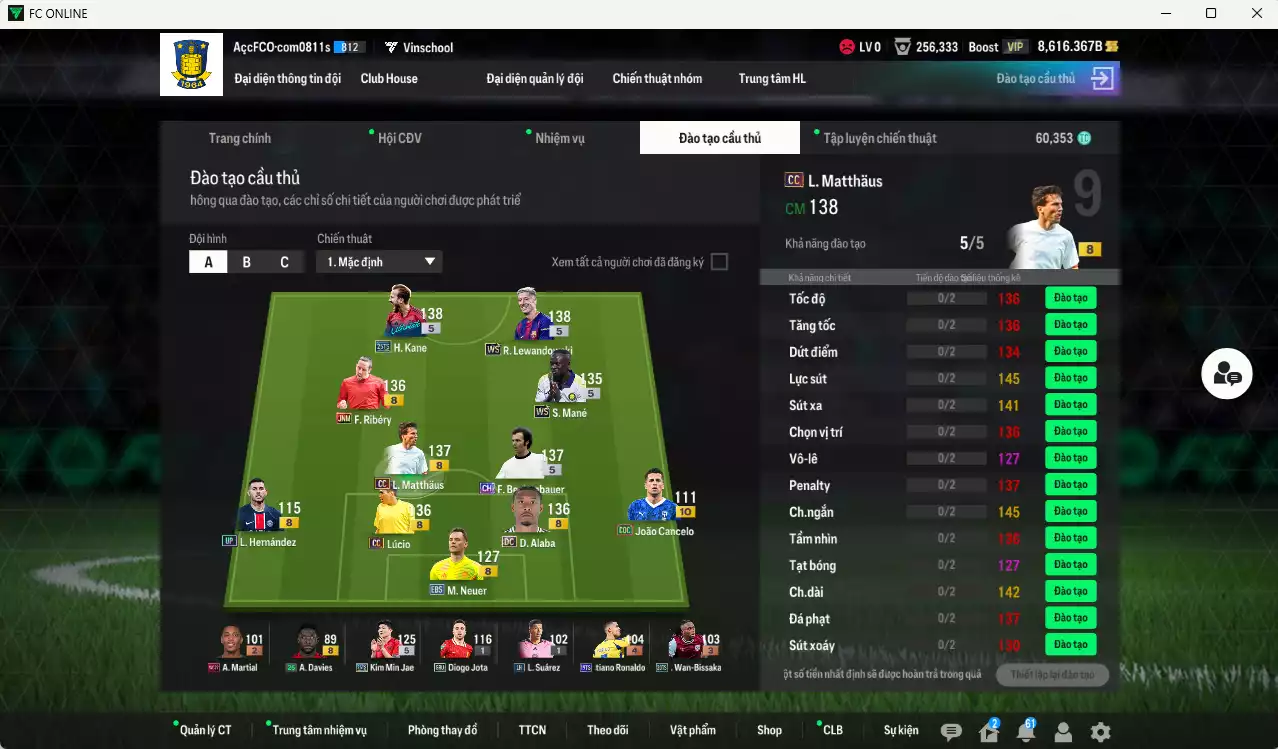 Ảnh Bayern Munich 1.832.210b có Matthaus CC, Lewandowski WS, Kane 25TS, Mané WS, Beckenbauer CH, Lúcio CC, Ribéry JNM, Alaba DC, Kim Min Jae 25TS... HLV Xịn, dư 60.000TC