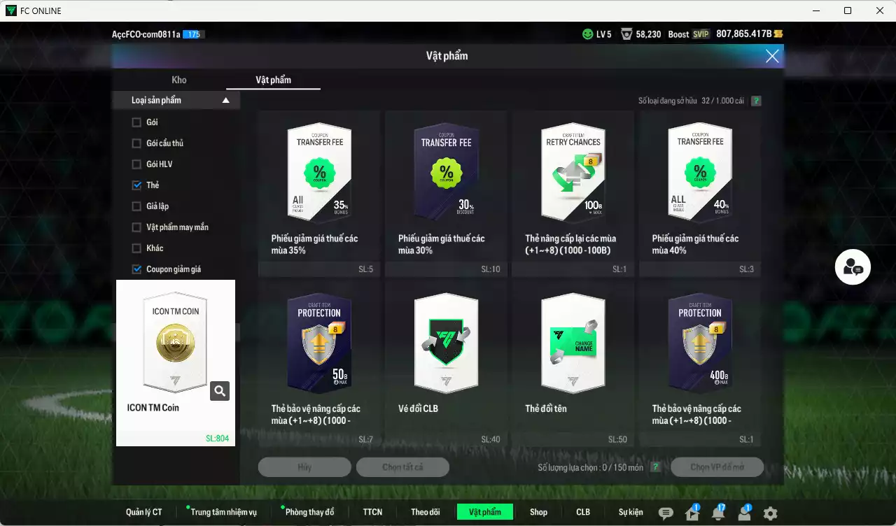 Ảnh [Dư nhiều BP] Man Utd. ITM 6.314.500b dư 800kb có Beckham, Rooney, Van Persie, Ferdinand, Vidic, Schweinsteiger, Scholes, Keane, Park, VDS... ITM+5 vs CR7 CH, Forlan JNM. Đã đào tạo full chỉ số nhiều CT, nữa bảng chiến thuật, HLV Xịn