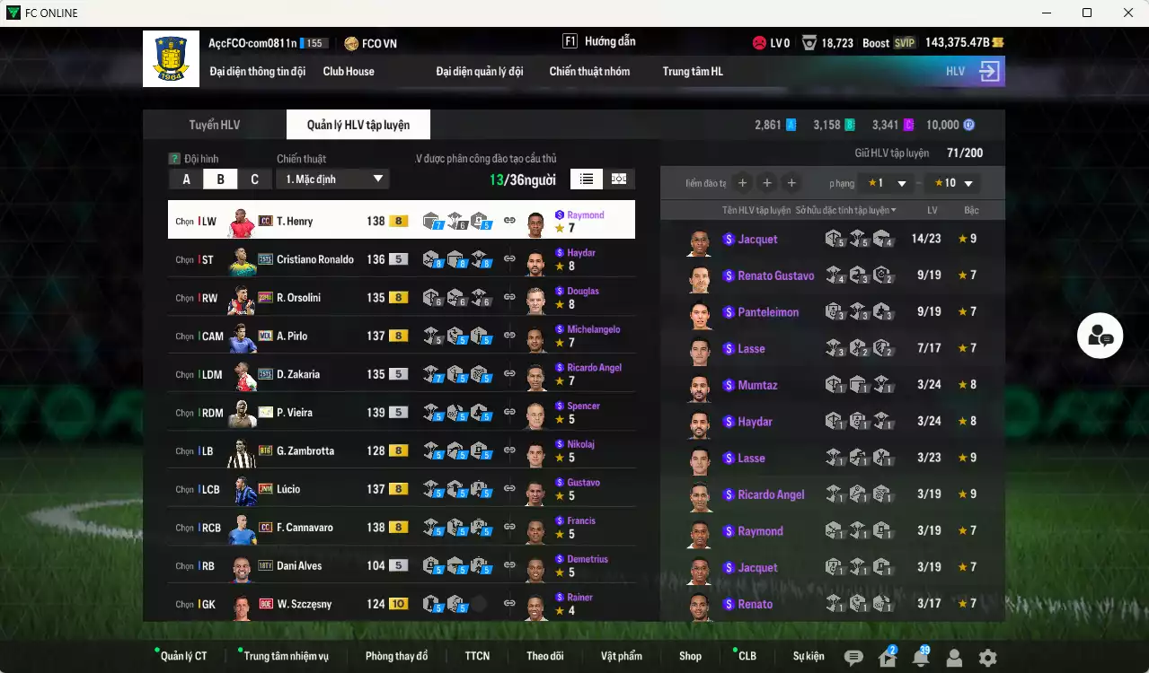 Ảnh [Tặng 2000FC] Juventus 1.259.440b dư 142kb có Vieira ITM+5, Henry CC, Cannavaro CC, Pirlo CC, Lúcio JNM, CR7 25TS, Szczesny BOE+10, Del Piero ITM, Locatelli 25TS, Douglas Luiz MDL, Zakaria 25TS, J. David 25TS... Dư 95.000TC, HLV Xịn