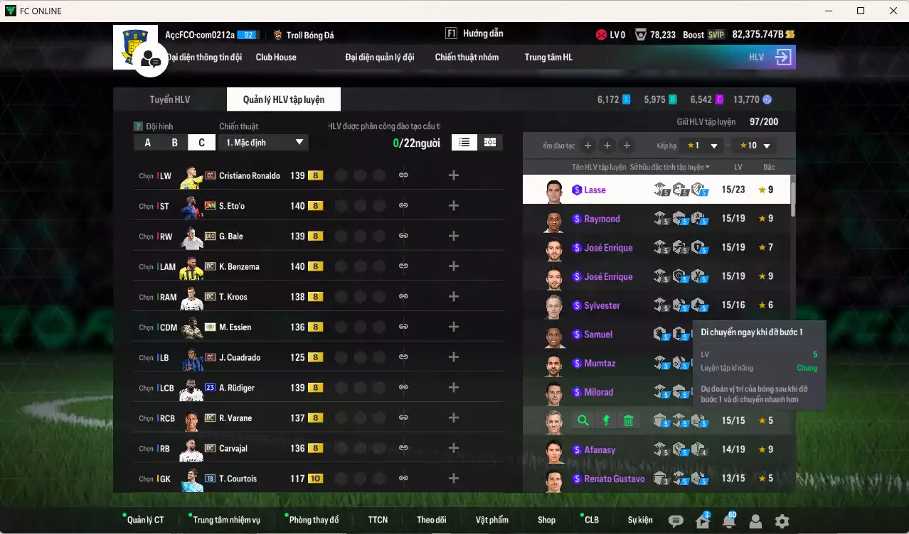 Ảnh [TOP NẠP🔥,Hạng 784] Real Madrid 10.080.650b dư 82kb có CR7 CC+8, Rudiger 23UCL, Varane DC, Bale BDO, Essien ITM+8, Kroos DC, Messi CC, Benzema DC, Eto JNM... Team phụ CC+8 . HLV Xịn, Đã đào tạo full chỉ số toàn bộ cầu thủ, VIP KC Tháng 11