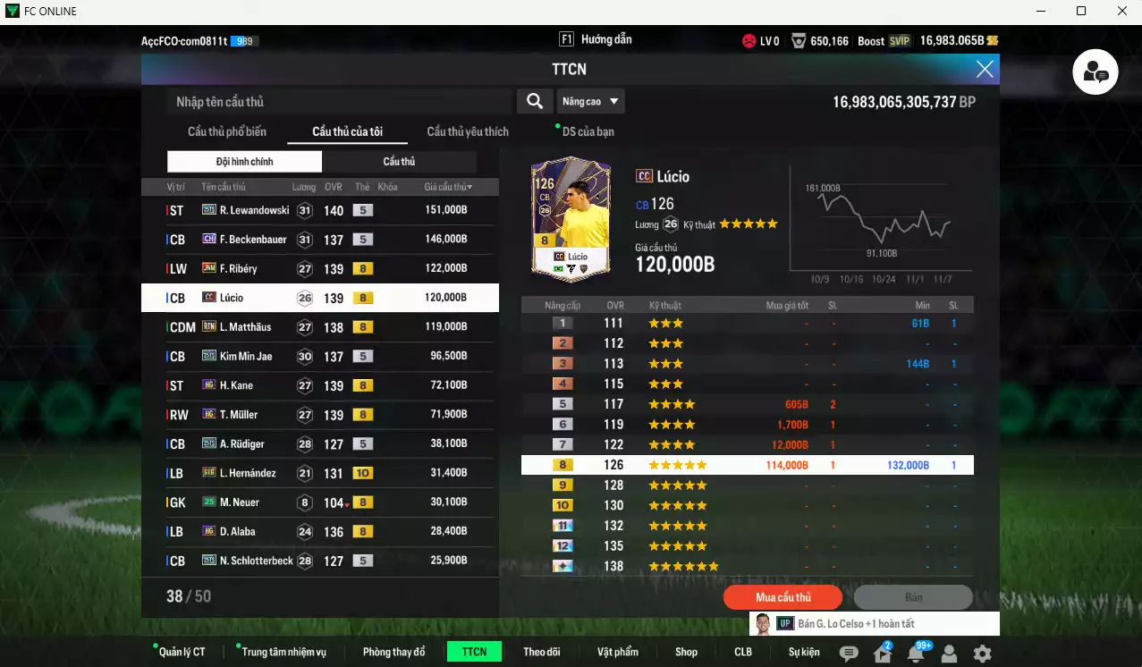 Ảnh Bayern Munich 1.136.680b có Lewandowski 25TS, Beckenbauer CH, Ribéry JNM, Lúcio CC, Matthaus RTN, Kim Min Jae 25TS, Kane HG, Muller HG, Rudiger 25TS, Alaba HG... Còn nhiều CP GIẢM THUẾ, gần full đào tạo chiến thuật, đào tạo full chỉ số nhiều CT, HLV Xịn