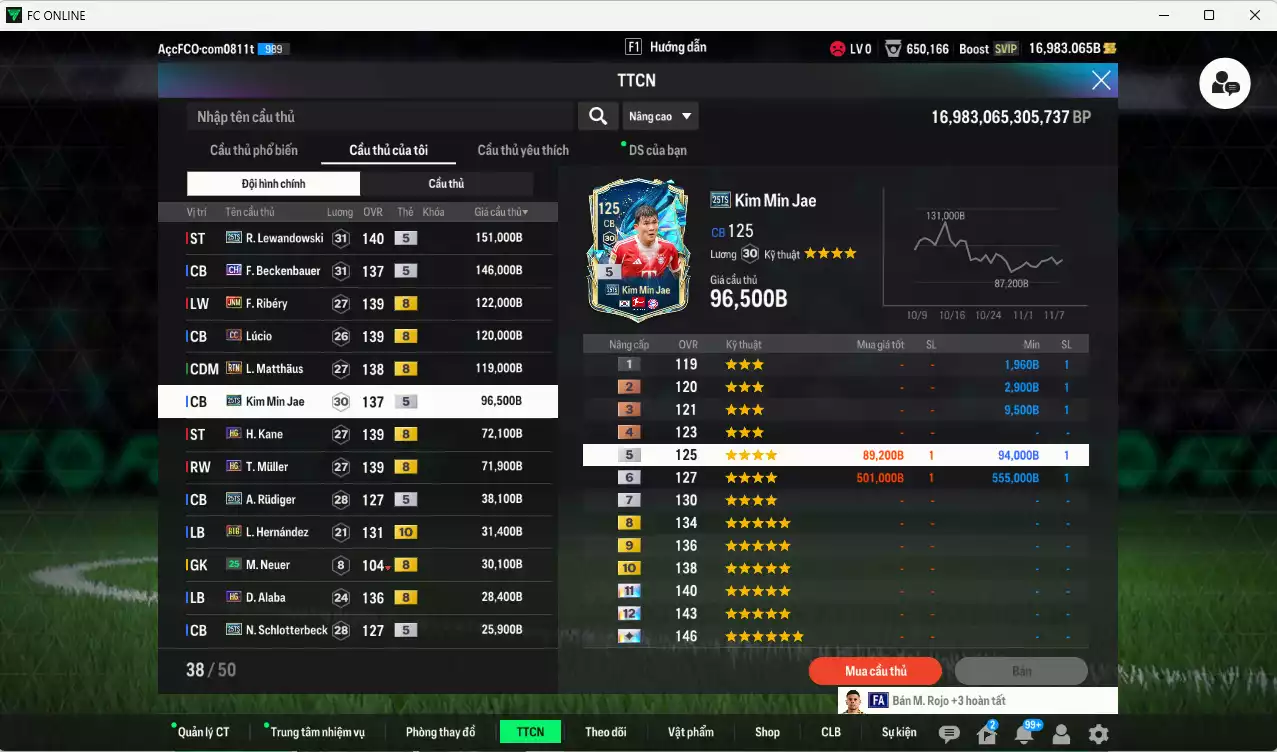 Ảnh Bayern Munich 1.136.680b có Lewandowski 25TS, Beckenbauer CH, Ribéry JNM, Lúcio CC, Matthaus RTN, Kim Min Jae 25TS, Kane HG, Muller HG, Rudiger 25TS, Alaba HG... Còn nhiều CP GIẢM THUẾ, gần full đào tạo chiến thuật, đào tạo full chỉ số nhiều CT, HLV Xịn