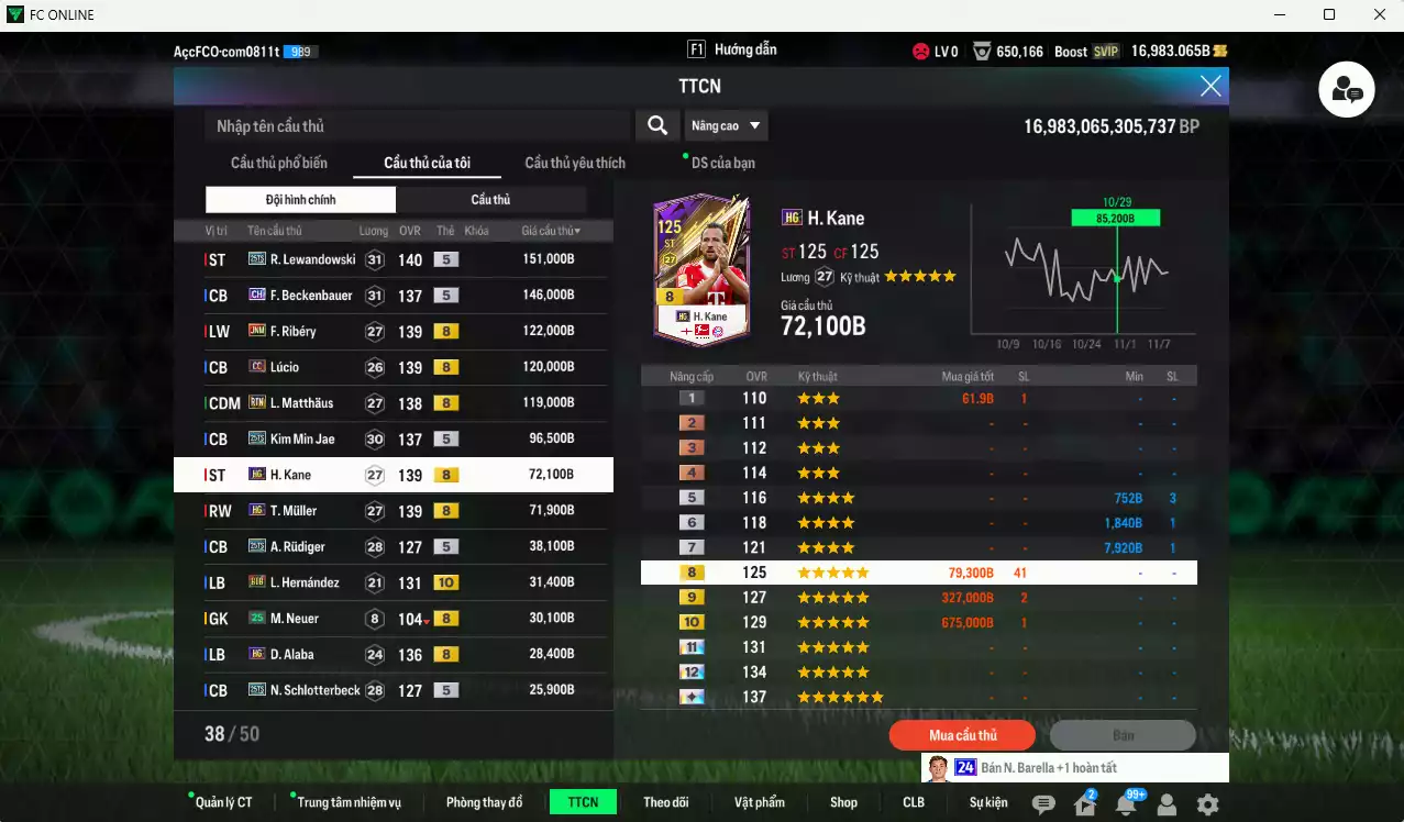 Ảnh Bayern Munich 1.136.680b có Lewandowski 25TS, Beckenbauer CH, Ribéry JNM, Lúcio CC, Matthaus RTN, Kim Min Jae 25TS, Kane HG, Muller HG, Rudiger 25TS, Alaba HG... Còn nhiều CP GIẢM THUẾ, gần full đào tạo chiến thuật, đào tạo full chỉ số nhiều CT, HLV Xịn