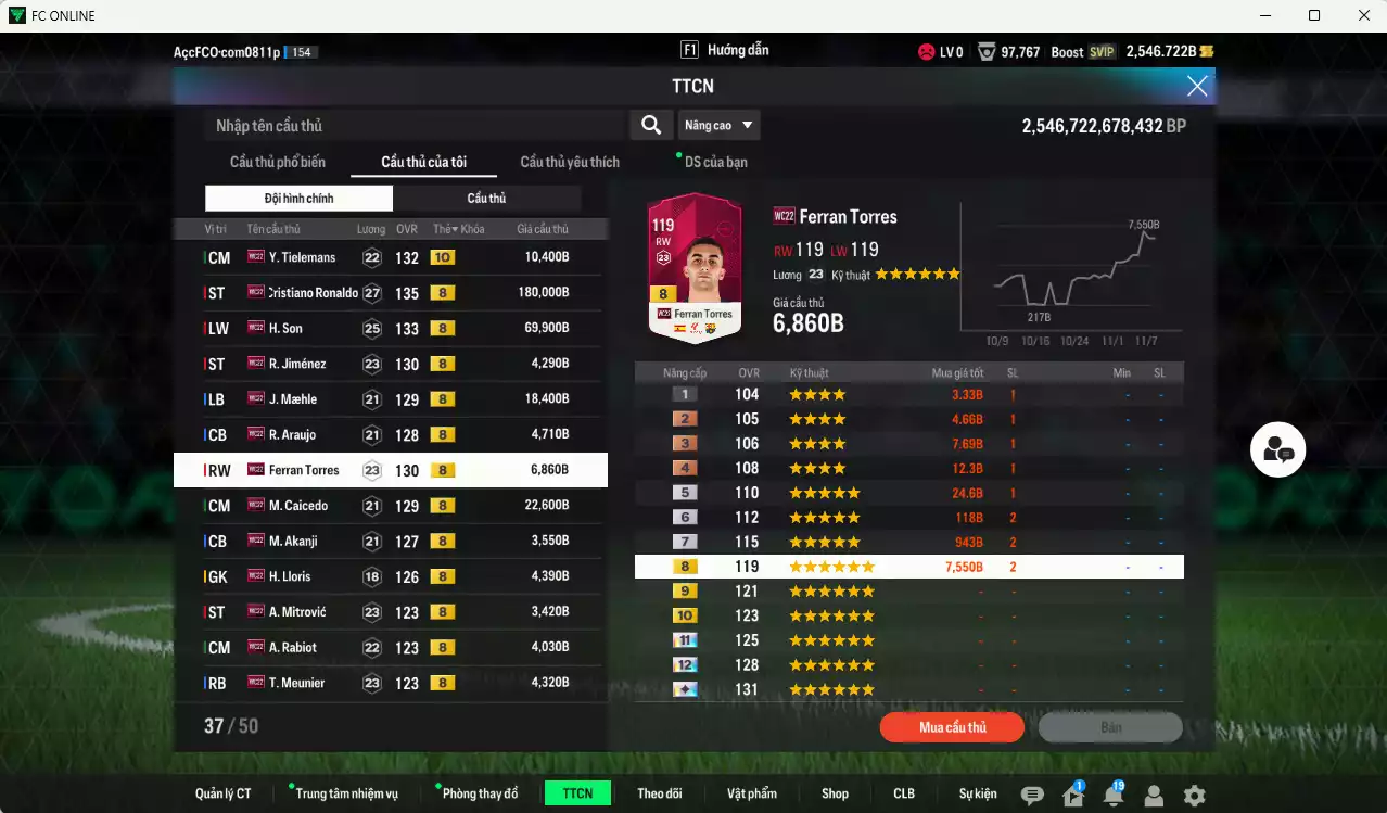 Ảnh [Độc lạ] Full mùa WC22+8 409.570b có CR7, H. Son, Tielemans+10, Jiménez, Maele, Araujo, Ferran Torres, Caicedo, Akanji, Lloris, Mitrovic, Rabiot, Meunier, Coman... Còn nhiều CP GIẢM THUẾ