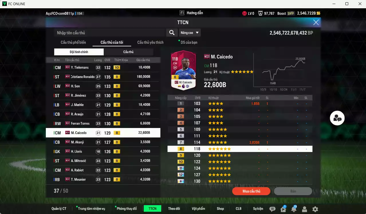 Ảnh [Độc lạ] Full mùa WC22+8 409.570b có CR7, H. Son, Tielemans+10, Jiménez, Maele, Araujo, Ferran Torres, Caicedo, Akanji, Lloris, Mitrovic, Rabiot, Meunier, Coman... Còn nhiều CP GIẢM THUẾ