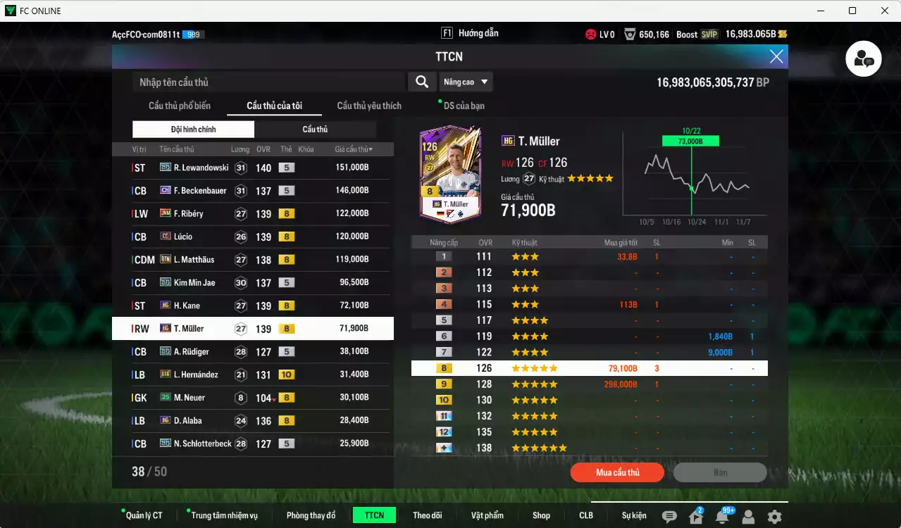 Ảnh Bayern Munich 1.136.680b có Lewandowski 25TS, Beckenbauer CH, Ribéry JNM, Lúcio CC, Matthaus RTN, Kim Min Jae 25TS, Kane HG, Muller HG, Rudiger 25TS, Alaba HG... Còn nhiều CP GIẢM THUẾ, gần full đào tạo chiến thuật, đào tạo full chỉ số nhiều CT, HLV Xịn