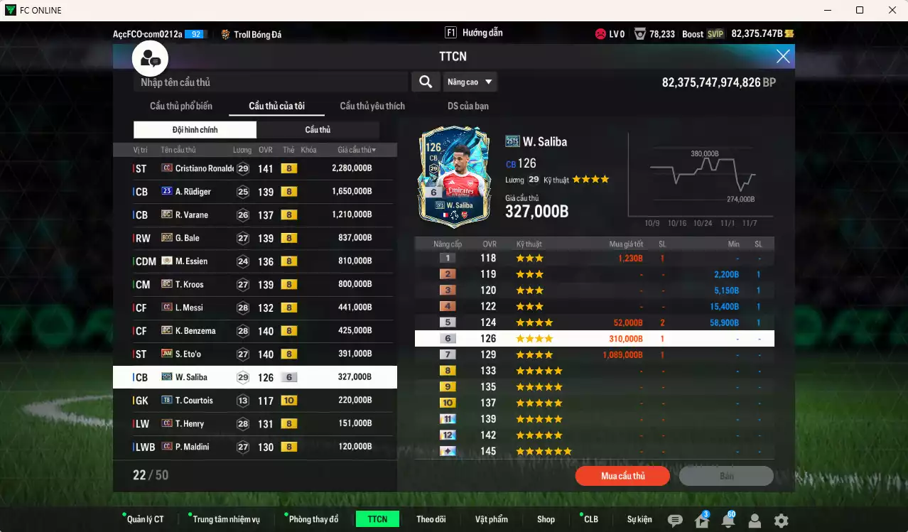 Ảnh [TOP NẠP🔥,Hạng 784] Real Madrid 10.080.650b dư 82kb có CR7 CC+8, Rudiger 23UCL, Varane DC, Bale BDO, Essien ITM+8, Kroos DC, Messi CC, Benzema DC, Eto JNM... Team phụ CC+8 . HLV Xịn, Đã đào tạo full chỉ số toàn bộ cầu thủ, VIP KC Tháng 11