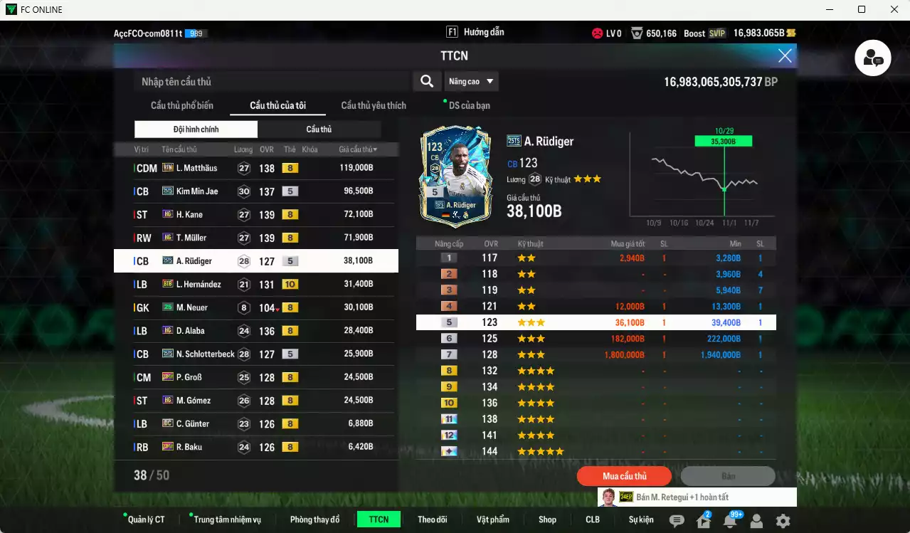 Ảnh Bayern Munich 1.136.680b có Lewandowski 25TS, Beckenbauer CH, Ribéry JNM, Lúcio CC, Matthaus RTN, Kim Min Jae 25TS, Kane HG, Muller HG, Rudiger 25TS, Alaba HG... Còn nhiều CP GIẢM THUẾ, gần full đào tạo chiến thuật, đào tạo full chỉ số nhiều CT, HLV Xịn