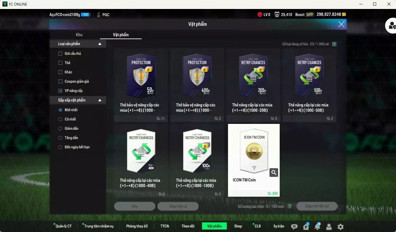 Ảnh ACC 298927b trắng, có thẻ đổi tên, còn nhiều CP GIẢM THUẾ. Dư 58.000TC, HLV Xịn
