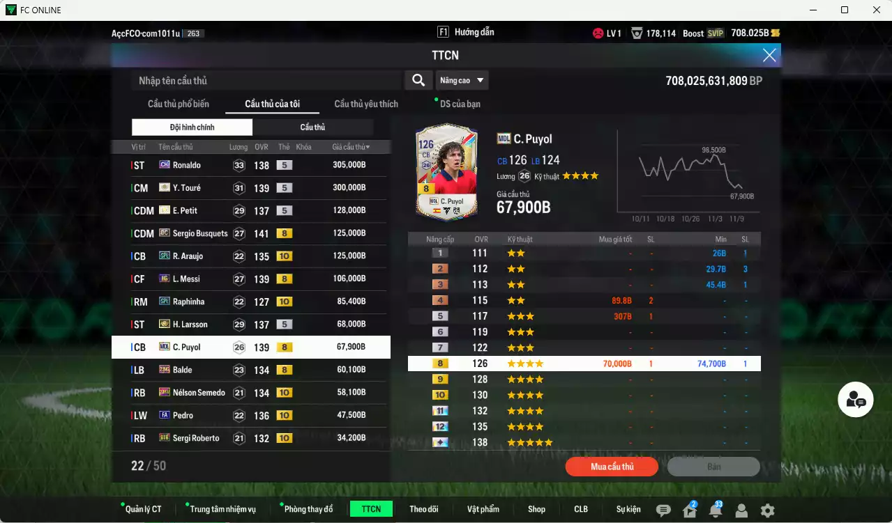 Ảnh Barcelona 1.522.130b có Ronaldo CH, Touré ITM+5, Petit ITM+5, Busquets DC, Araujo SPL+10, Raphinha SPL+10, Messi HG, Larsson ITM+5, Puyol MDL, Balde 21NG, Semedo 23HW+10, Pedri FA+10, Roberto BTB+10, Dani Alves TT+9(limit), Stegen 24EU. Còn nhiều CP GIẢM THUẾ, HLV Xịn, đã đào tạo chỉ số nhiều cầu thủ và nữa bảng chiến thuật